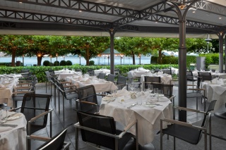 Restaurant waterfront terrace on Lake Zurich